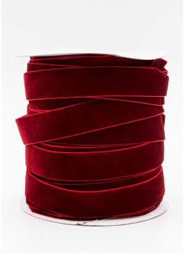 Стрічка оксамитова, 2,5 см, Бордова. 45,7м.