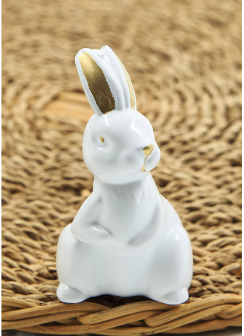 Зайчик великодній, білий з золотом, 6шт. (7,5 на 4см), 